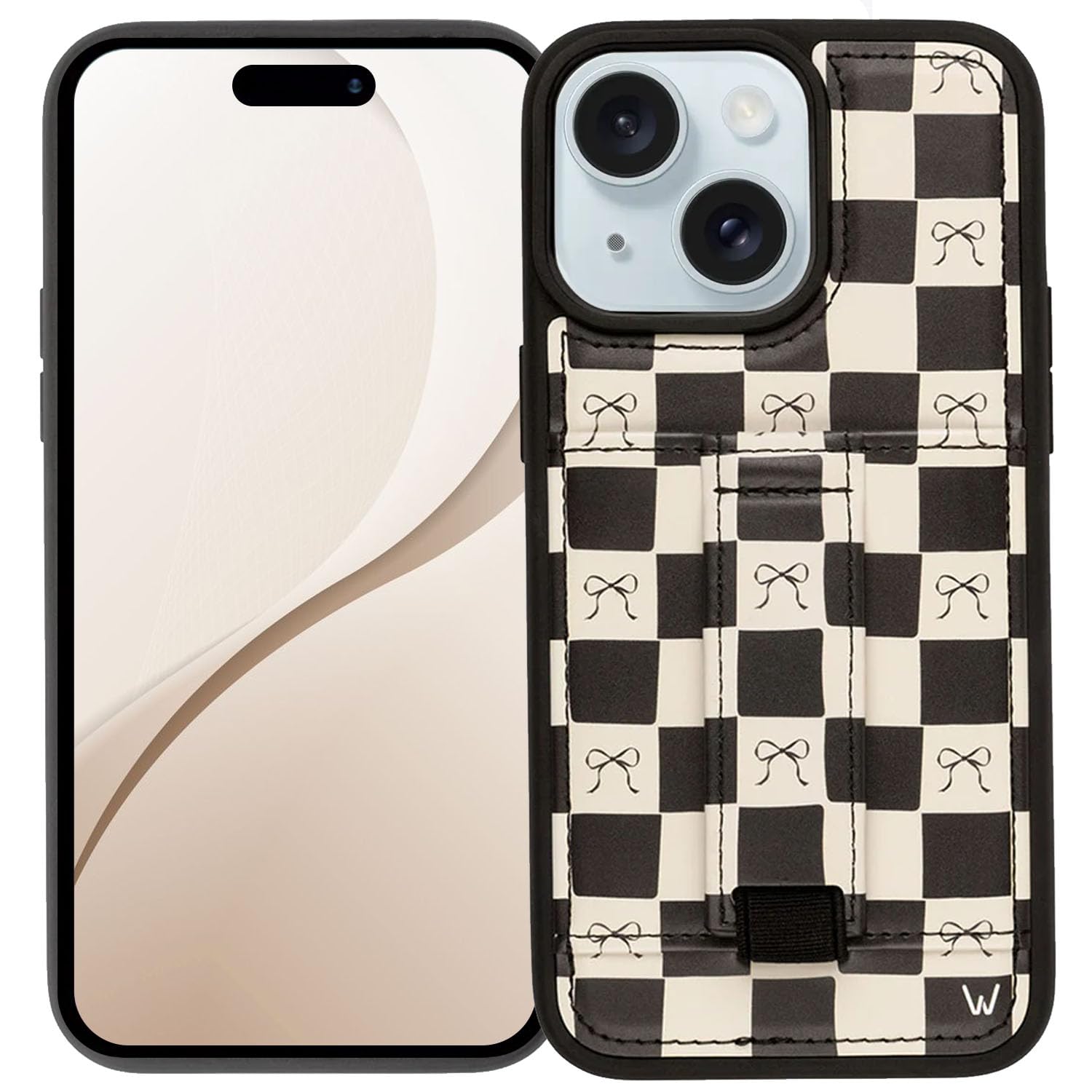 Walli Cases Wallet Phone Case for iPhone 13, Card Holder Kickstand | Protective Case Holds Up to Two Cards with Built-In Kickstand & Finger Strap for