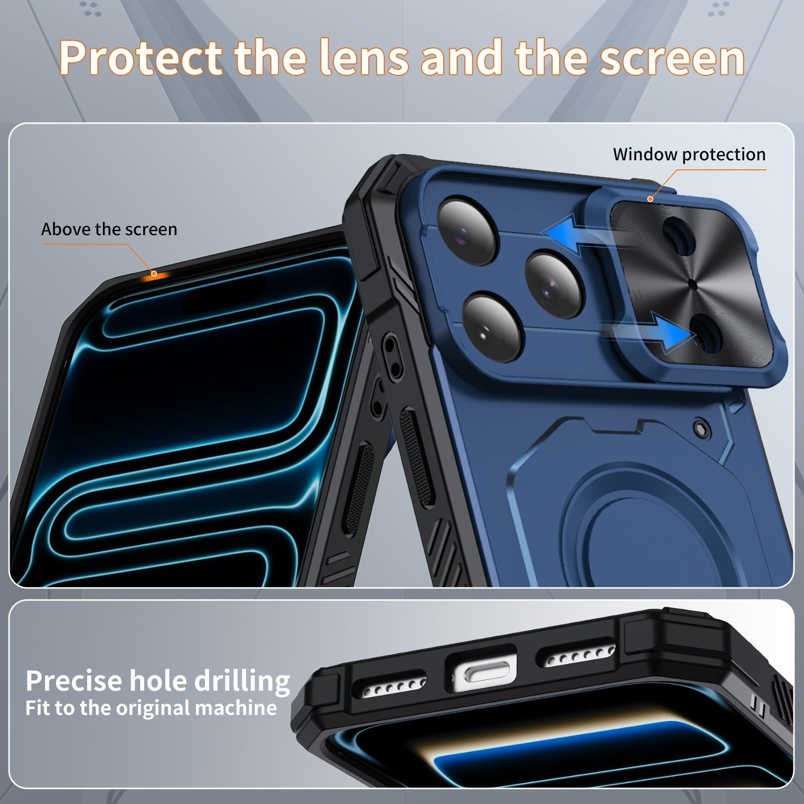 Generic Funda compatible con iPhone 15 Pro (color: rojo) a prueba de golpes magnética deslizante cubierta trasera dura de silicona