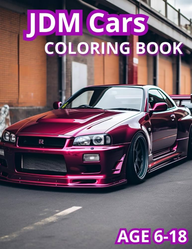 JDM Cars Coloring Book: Awesome JDM cars Coloring Book for
