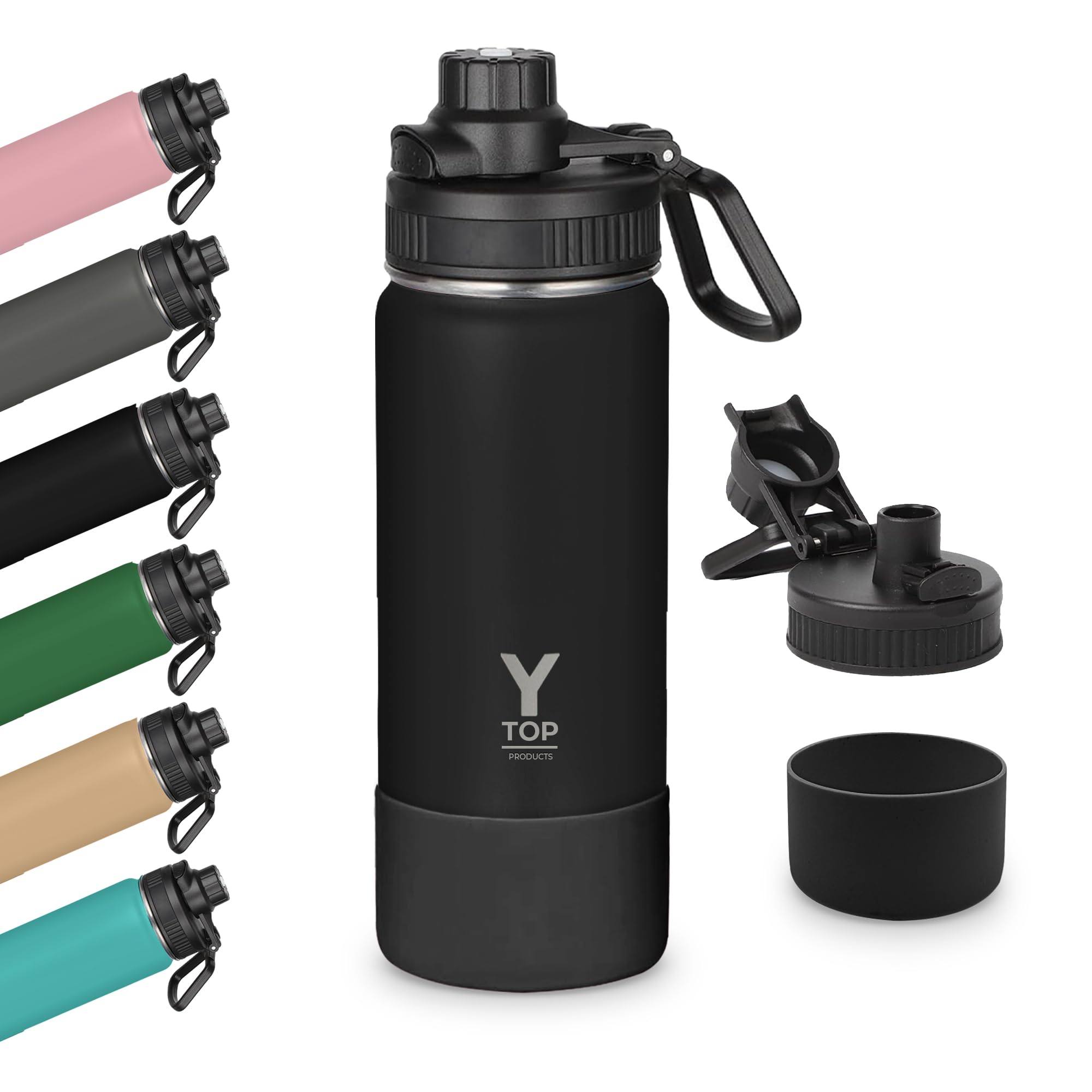 Y TOP 18 oz Insulated Water Bottle Leak Proof Spout Lid Fits in Car Cup Holder Double Wall