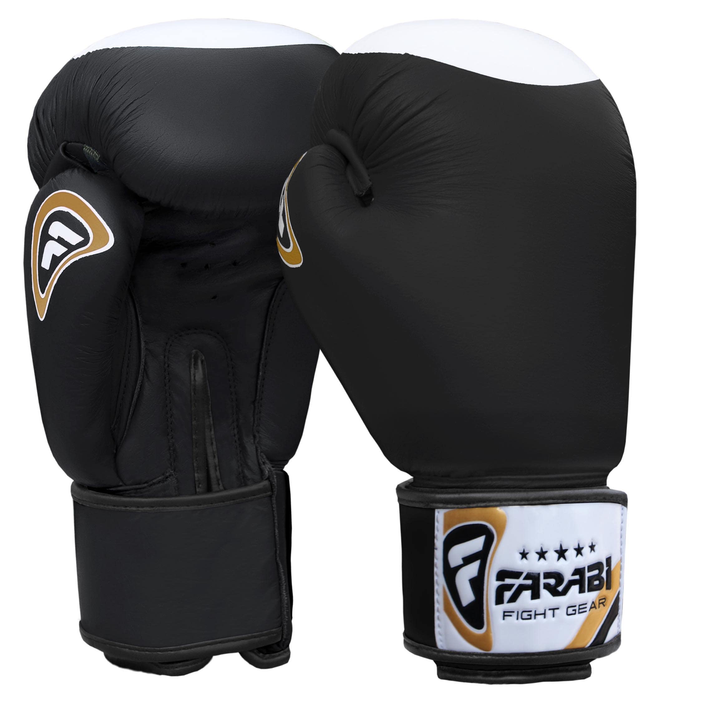 Farabi Boxing Gloves Real Leather Target Series (Black, 14-oz)