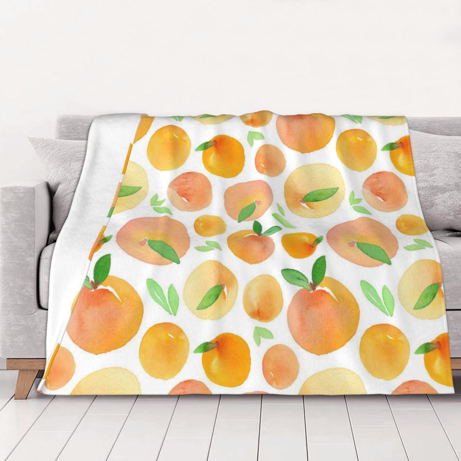 AUBKFELD Peach Printed Flannel Blanket 102x76 CM, Soft & Warm Throw Blanket for Sofa/Couch/Bed/Car, Gifts for Audlts Women Men
