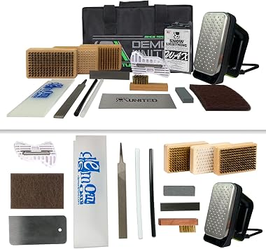 DEMON UNITED USA Silver Edition Ski & Snowboard Tuning Kit w/All Season Wax, Ski Hot Wax Iron, Edge Tuner, Metal Scraper, More!