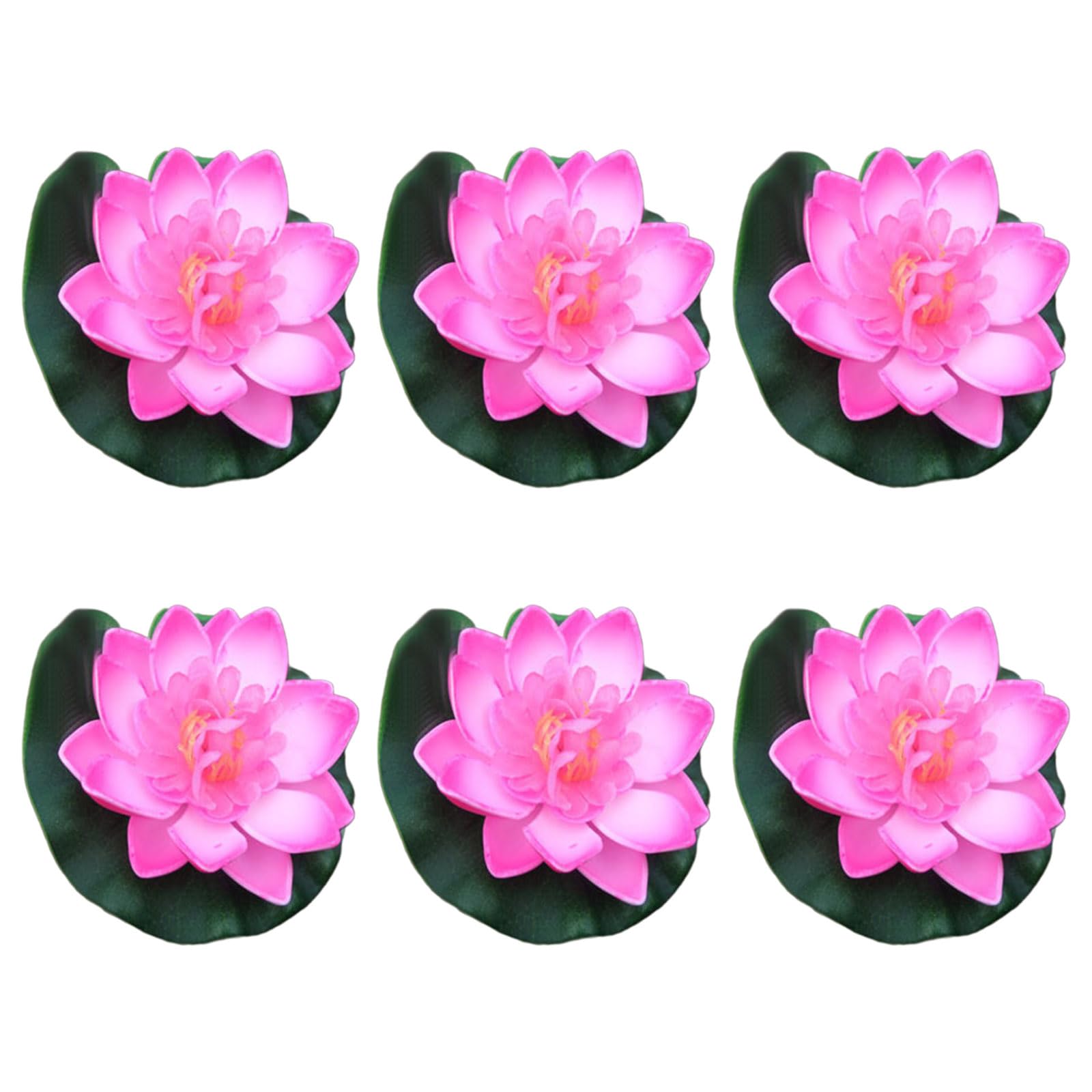 Tsophreniq 6Pcs Artificial Floating Flower with Pad for Garden Pond Decorations, 10CM Realistic Floating Flower Artificial