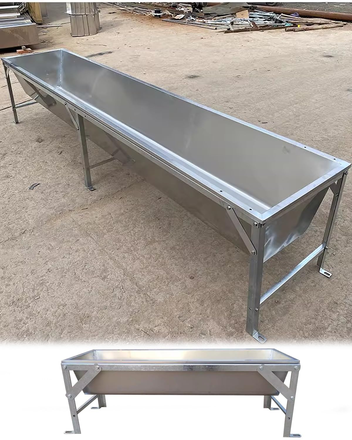 Mangiatoia, mangiatoia in Acciaio Inox per Bestiame, Adatta a Pecore, capre, maiali e Alpaca - Abbeveratoio autoportante da 99 cm con capacità di 8, 15 e 30 galloni, Sistema di mangiatoia re