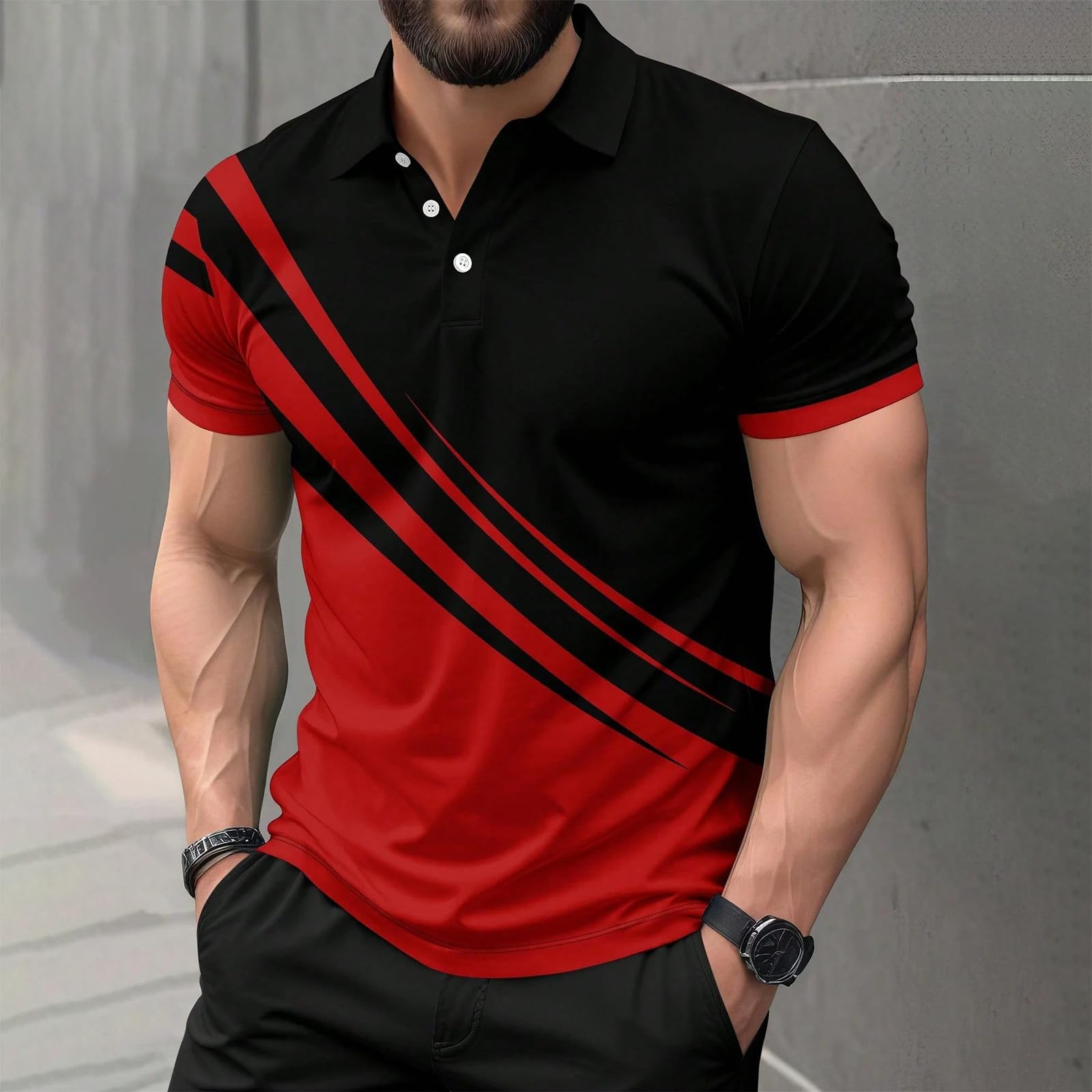 Polo Hombre Manga con Bolsillo en el Pecho Golf Polo Transpirable de Secado Rápido Poloshirt Deporte Hombre Slim Fit Tshirt Verano Camisa Hombre - 2