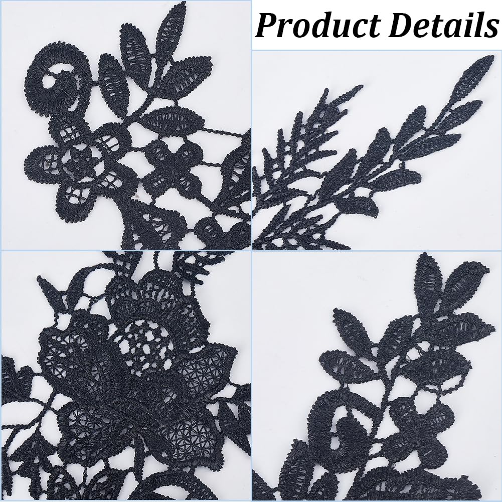 Toppe Ricamate Foglie Nere In Pizzo Per Cucito Fai Da Te - Decorazioni Per Vestiti, Borse E Casa - Foto 14