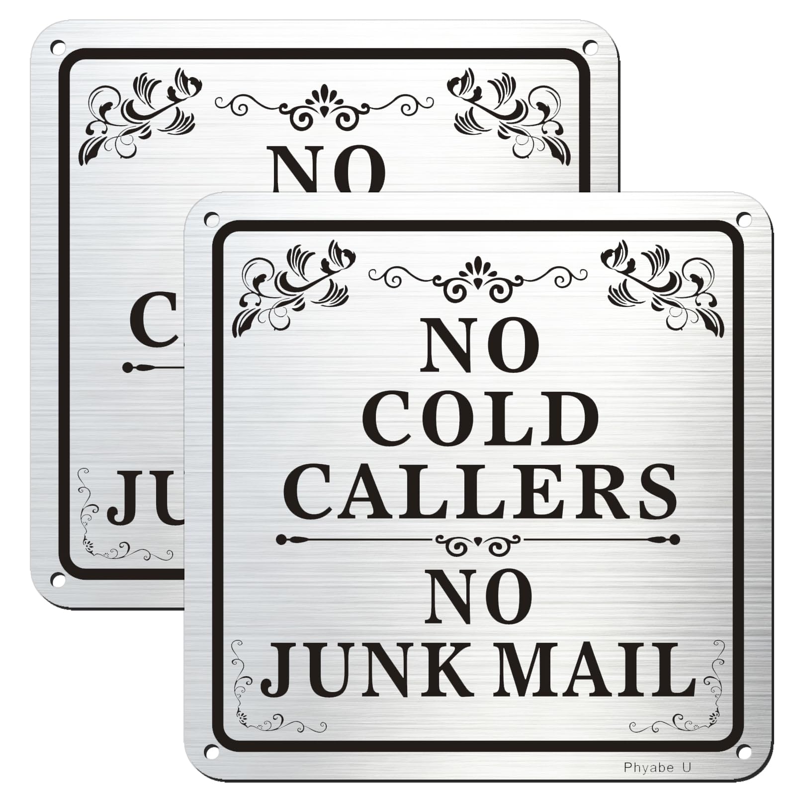 Phyabe 2 Pack No Cold Callers No Junk Mail Sign Aluminum Self-Adhesive