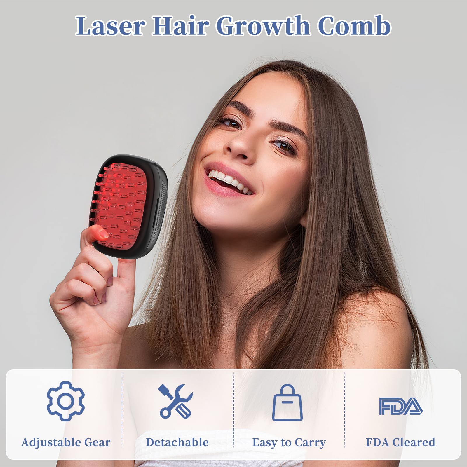 Peine láser para el crecimiento del cabello, terapia de luz roja para el crecimiento del cabello, tratamiento de pérdida de cabello con láser para hombres y mujeres, tratamiento de adelgazamiento del