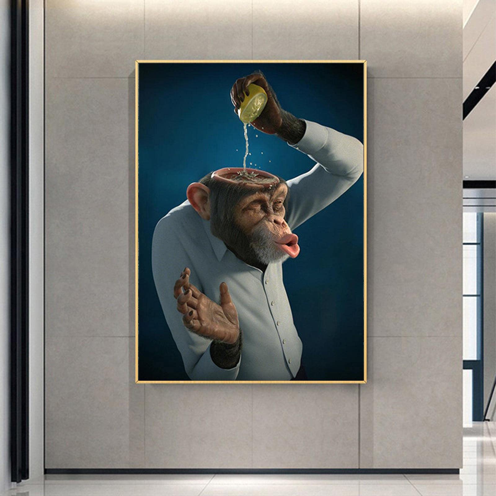 Toile singe citron décoration salon pour égayer vos murs