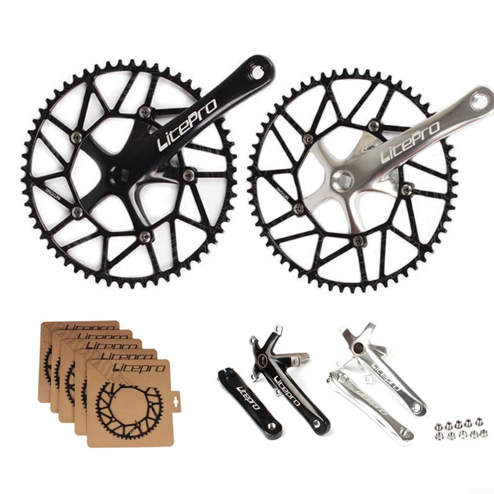 Pedivella/corona per bici, in lega di alluminio, 170 mm, accessorio per bicicletta a velocità singola da strada e mountain bike (manovella nera)