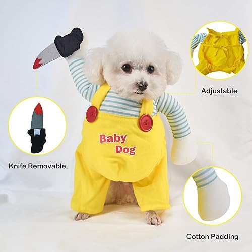 Miniatura 8 de DELIFUR Disfraz de perro de muñeca estilo tijeras de Halloween para gato, cachorro y perro de tamaño mediano, muñeca ajustable para mascotas, ropa