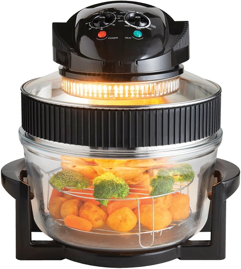Quest Multi-Function Halogen Oven/Healthy Air Fryer / 17L Capacity with 5L Extender Ring / 60 Minute Timer/Self-Cleaning Function / 125-250°C Temperature Control (43850)