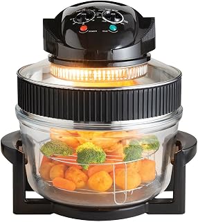Quest 43850 Multi-Function Halogen Oven / Healthy Air Fryer / 17L Capacity with 5L Extender Ring / 60 Minute Timer / Self-Cleaning Function / 125-250°C Temperature Control
