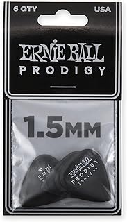 Ernie Ball Prodigy - Púas para guitarra, 1,5 mm, estándar, 6 unidades, color negro