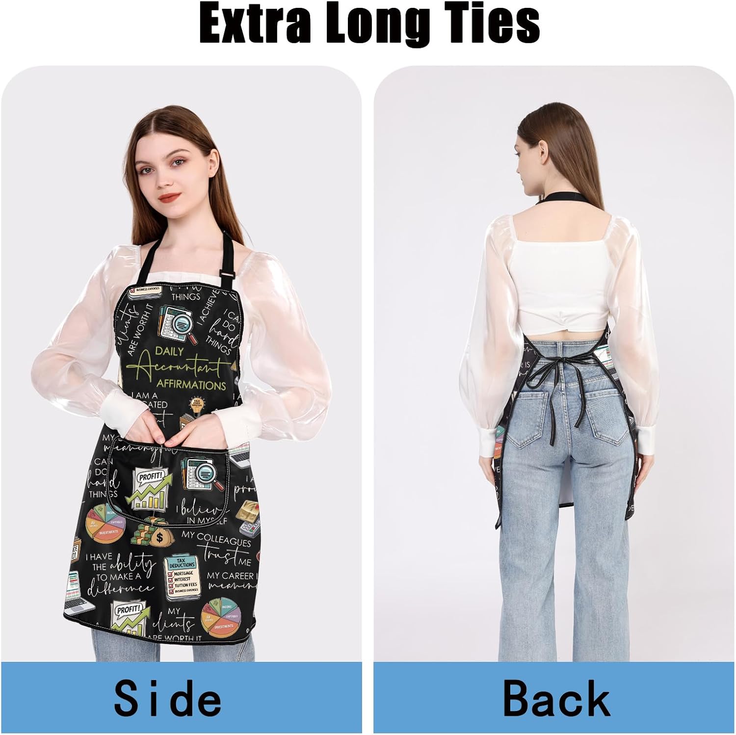 JXGZSO Accountant Adjustable Apron Accountant Appreciation Gift CPA Themed Apron Accountant Affirmations image 5