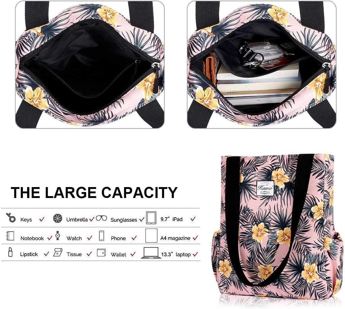 KAMO Floral Tote Bag - Waterproof Lightweight Handbags Travel Shoulder Bag for Hiking Yoga Gym Swimming Travel Beach image 5