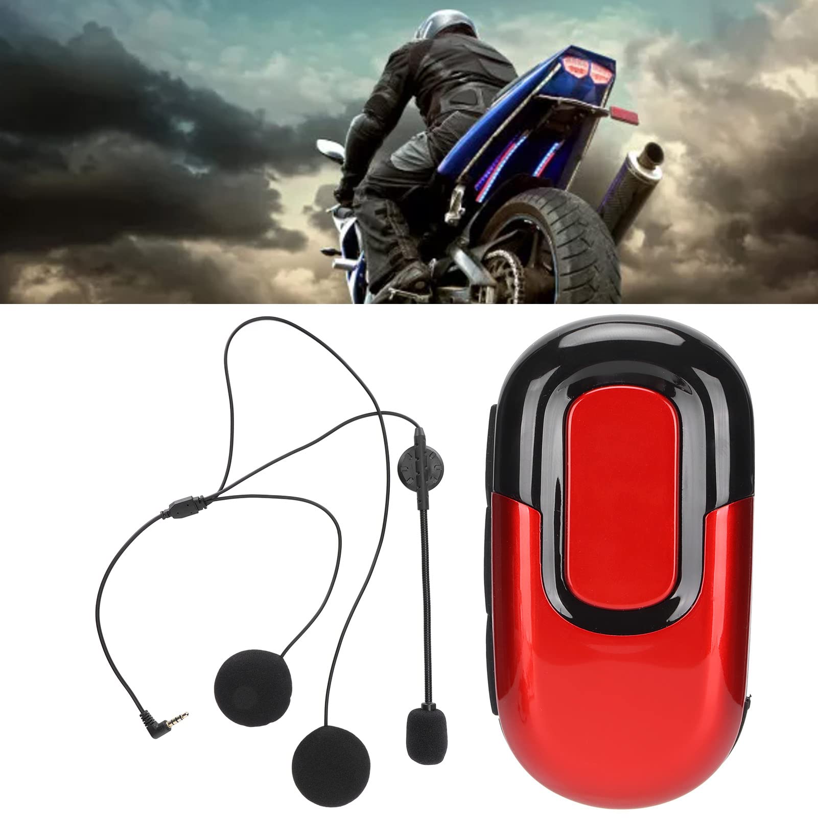 Cuffie per Casco da Motociclista Cuffie Bluetooth 5.0 Impermeabili per la Guida con qualità del Suono Superiore e Lunga Durata della Batteria (Rossa)