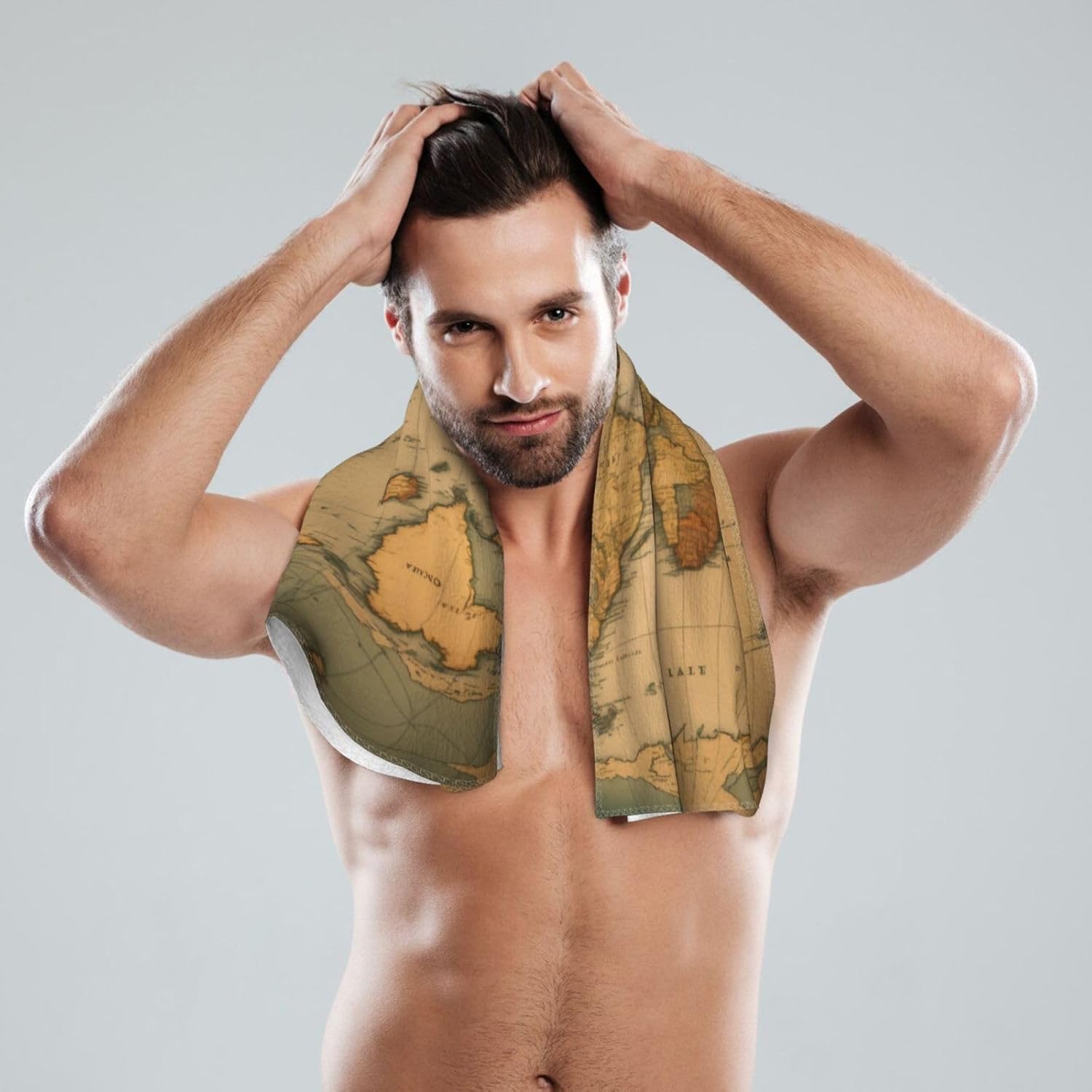 World Map Print Hand Towels for Kitchen, Decorative Bathroom Towels Decor Farmhouse Cute for Men Women Gifts