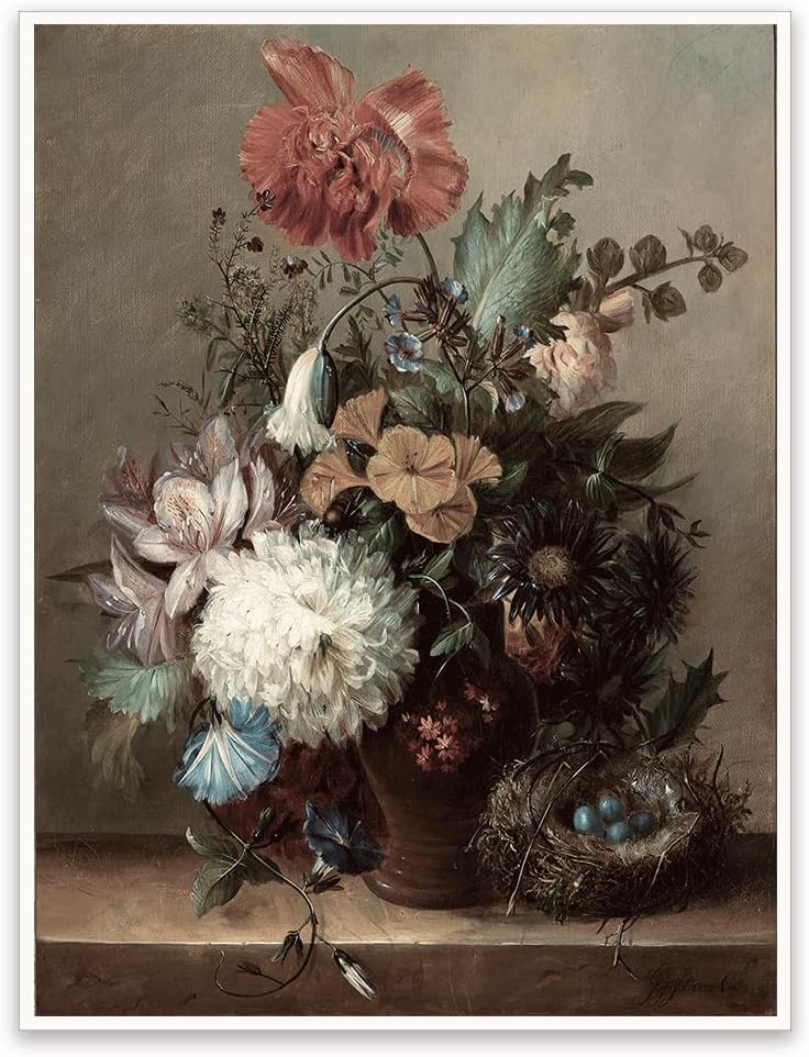 Amazon.com: Vintage Floral Still Life Wall Art Canvas Print, Old Master ...