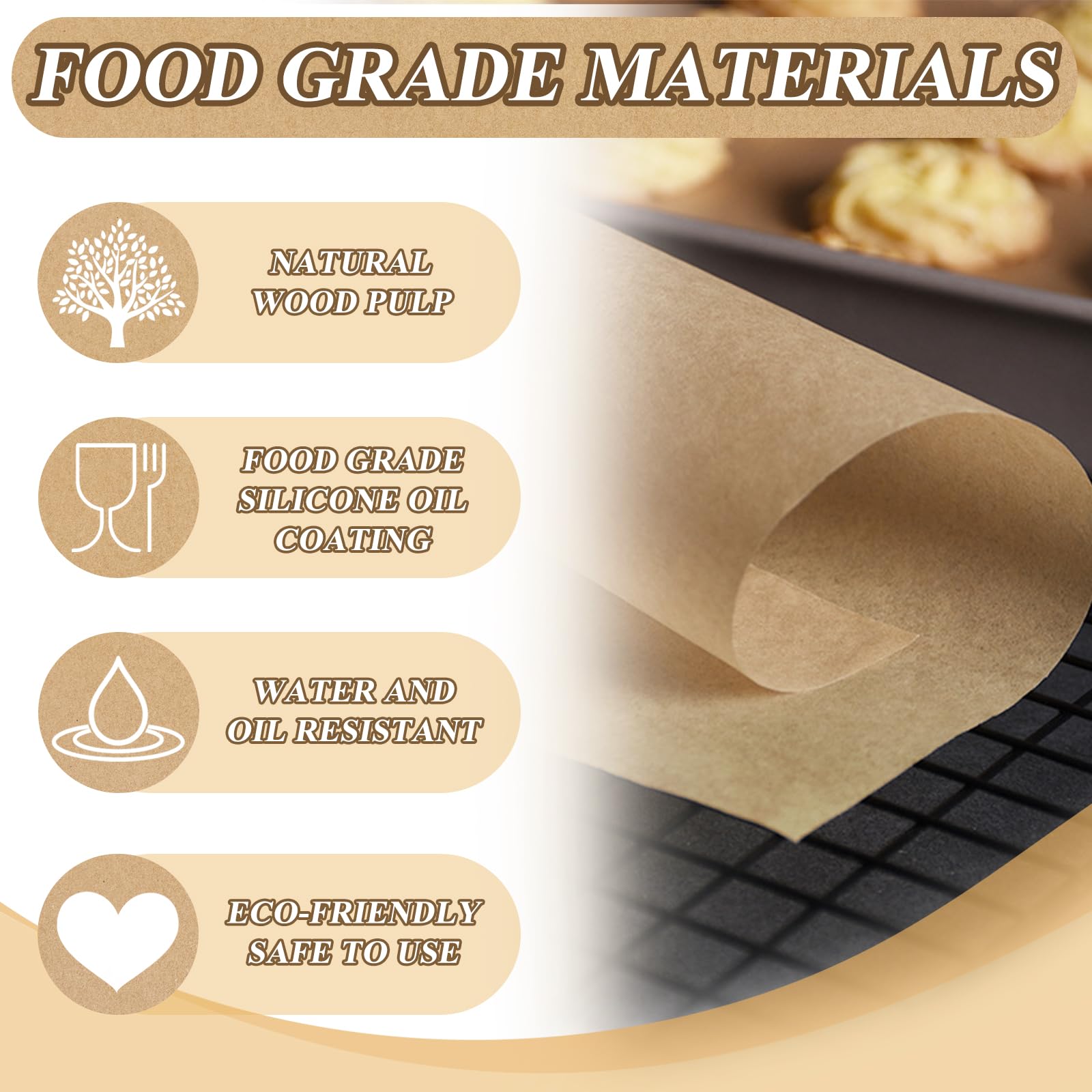 Gefriertrockner-Tabletts für die richtige Ernte, antihaftbeschichtete Backmatten, einmaliges Pergamentpapier, kompatibel mit Harvest Right Gefriertrockner-Ablagen, groß, 50,5 x 21,3 cm, 200 Stück