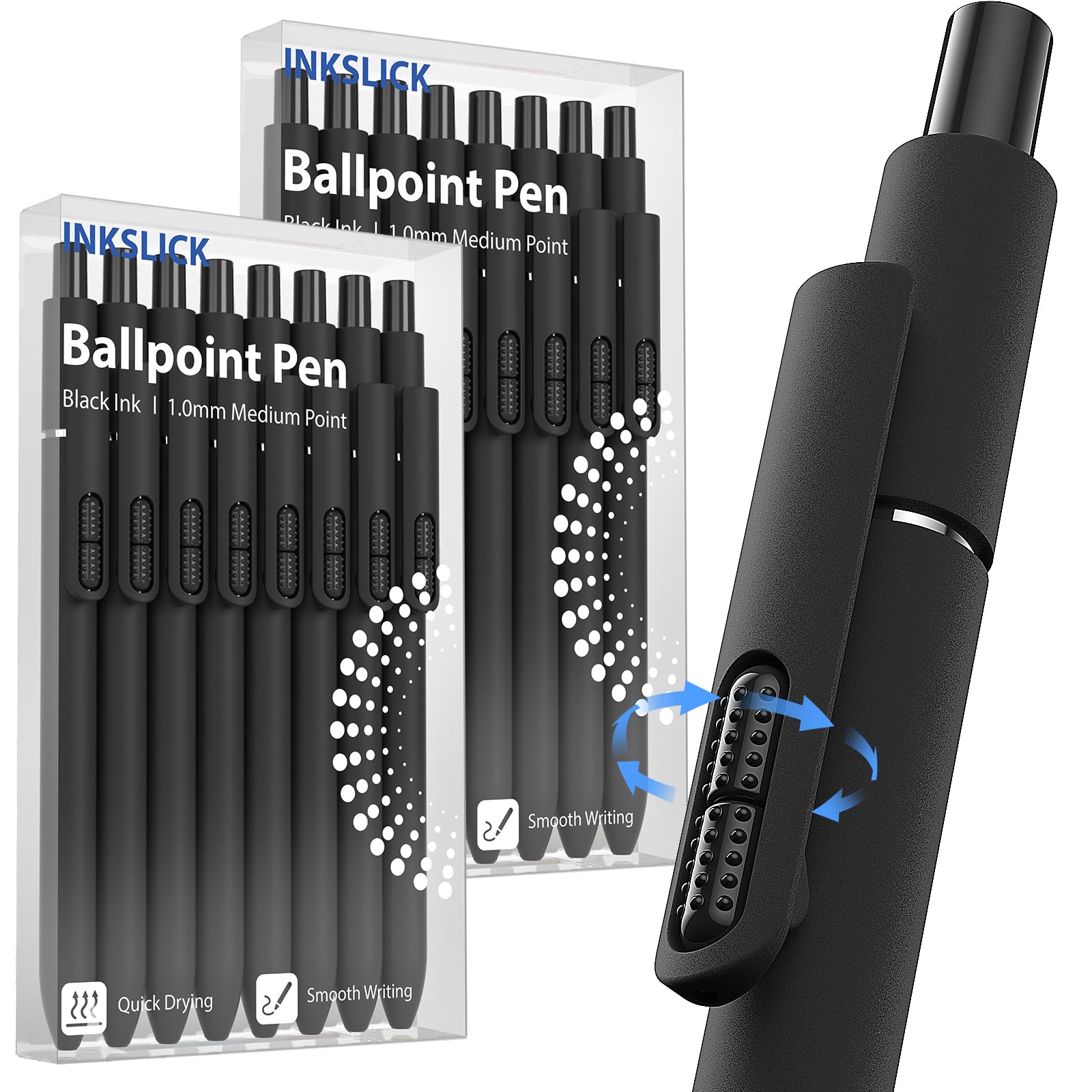 Amazon.com : InkSlick- 16 Pack Black Pens - 1.0mm Medium Point