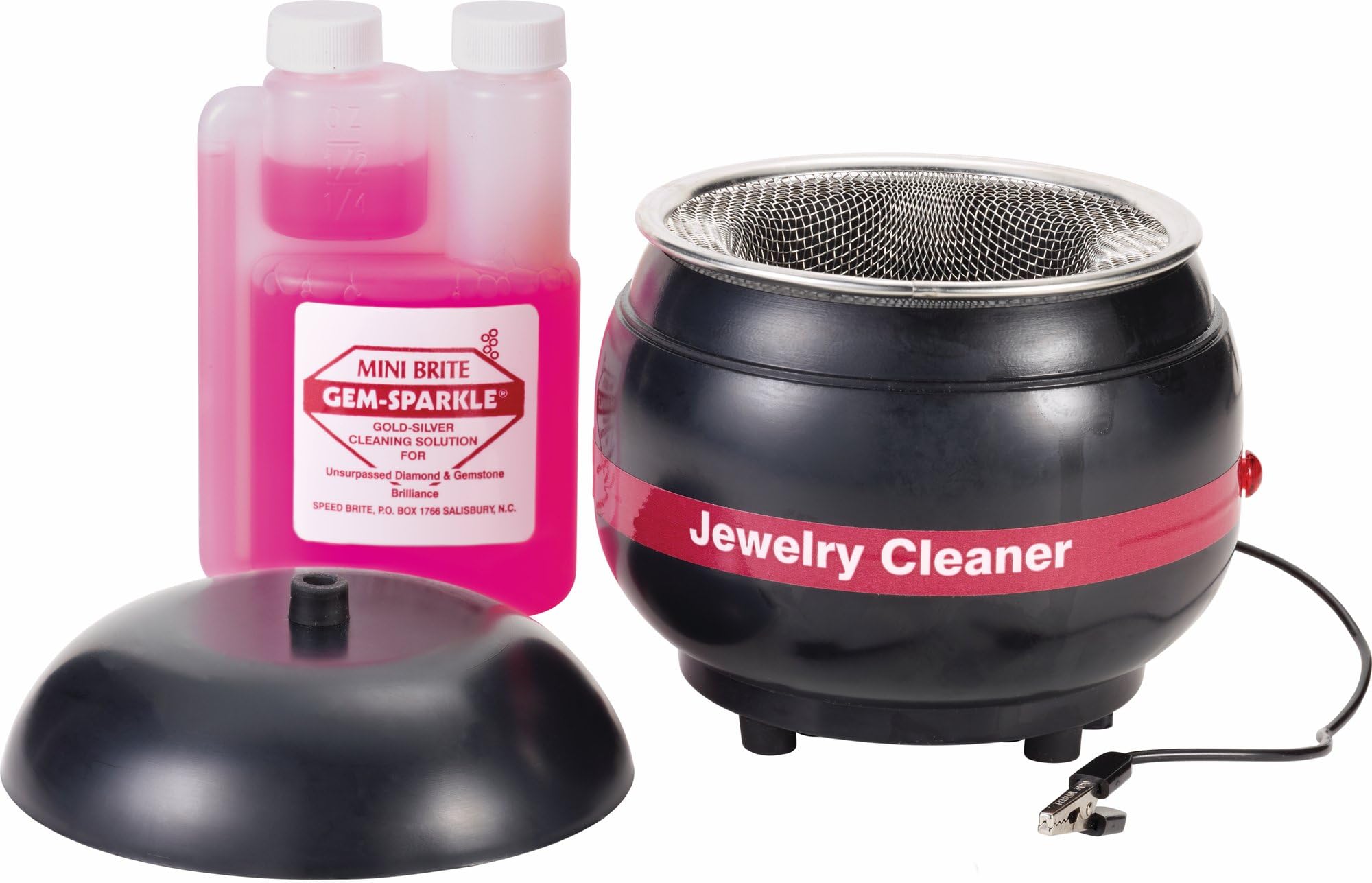 Stuller -Speed Brite 100SB Ionic Jewelry Cleaner, Professional Jewelry Cleaner for Precious Metals and Stones, 6 oz Capacity, Cleans Gold and Silver in Seconds, Includes 32 oz GemSparkle Concentrate