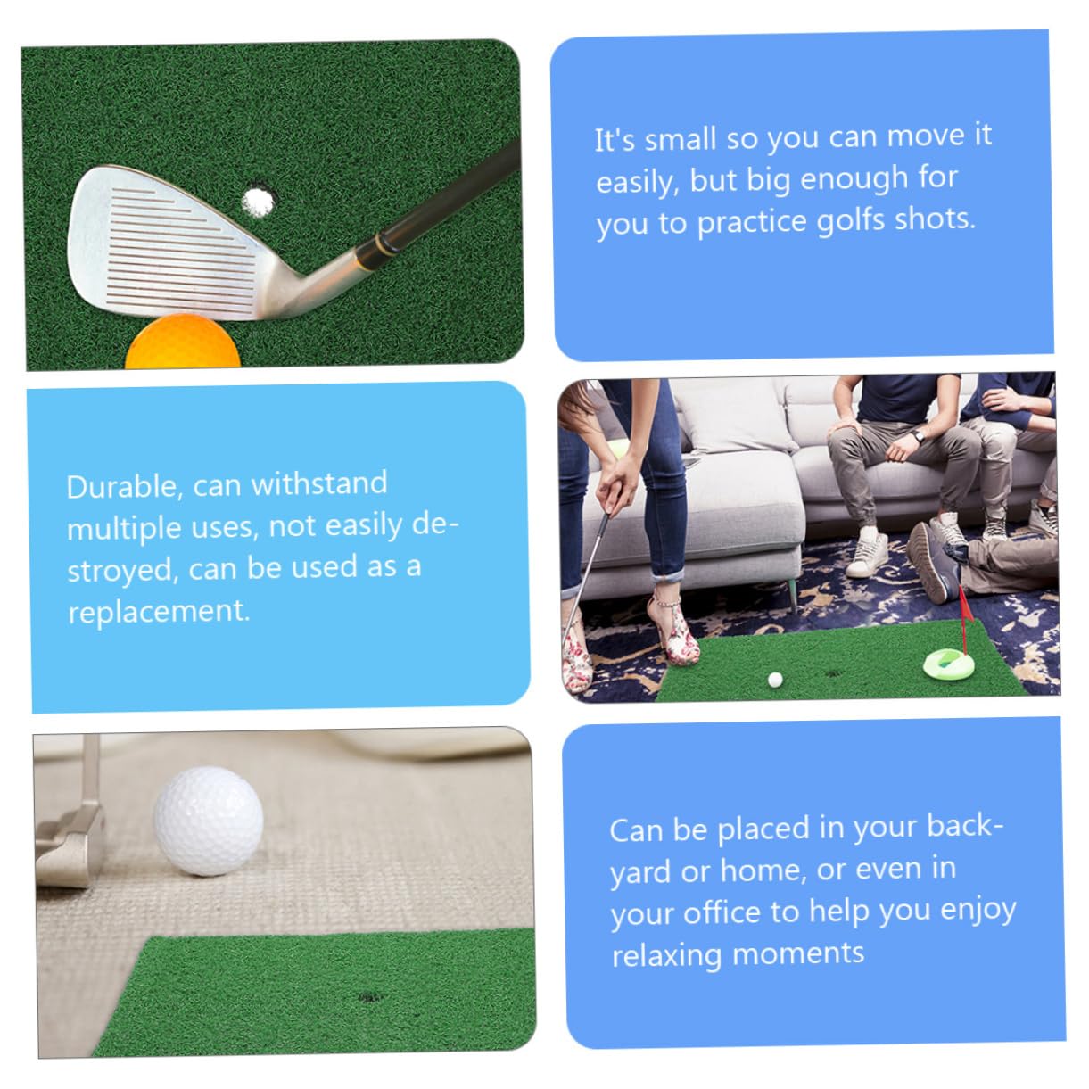 CIMAXIC Realistic Golf Driving Mat -Turf Golfing Hitting Mat 30x30cm Golfing Training Turf Rug