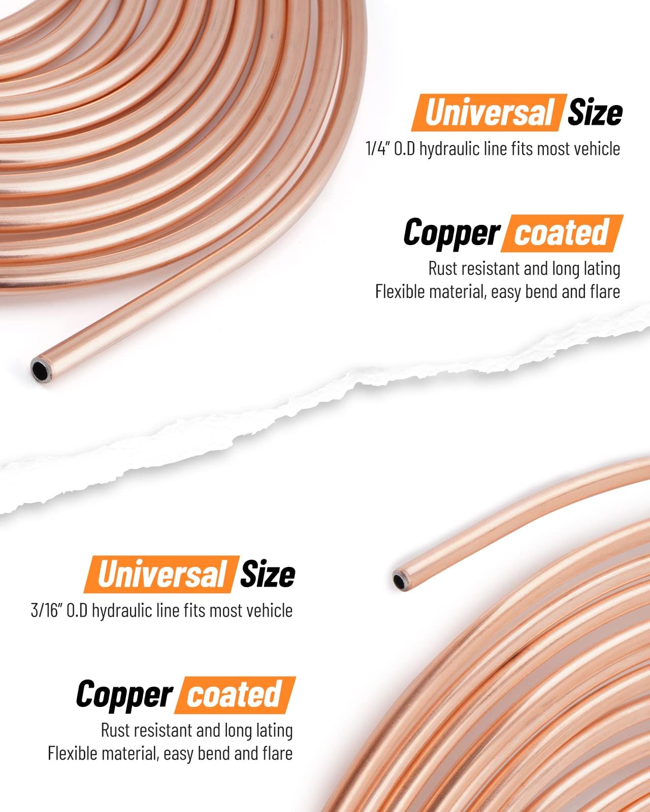Venussar Kit Torcitura Tubo Freno, 7.6m Rame-nickel Ø4,75 E 6,35mm, Con Raccordi E Piegatubi