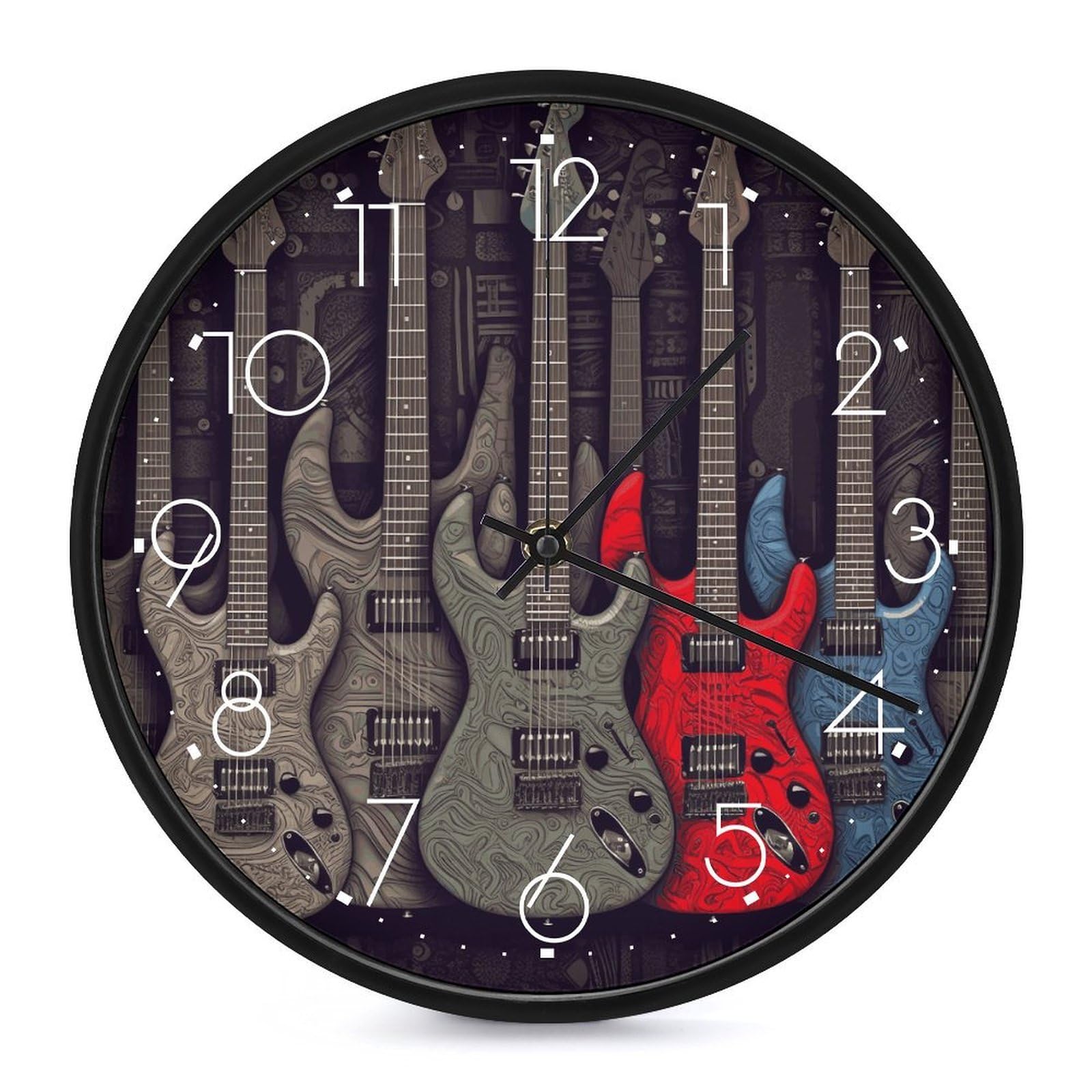 DWVTSLH Guitar Pattern Wall Clock 10 Inch Silent Non-Ticking Modern Clocks Battery Operated - Decorative Wall Clocks for Bedroom Living Room Kitchen Office Wall Decor Gift Idea