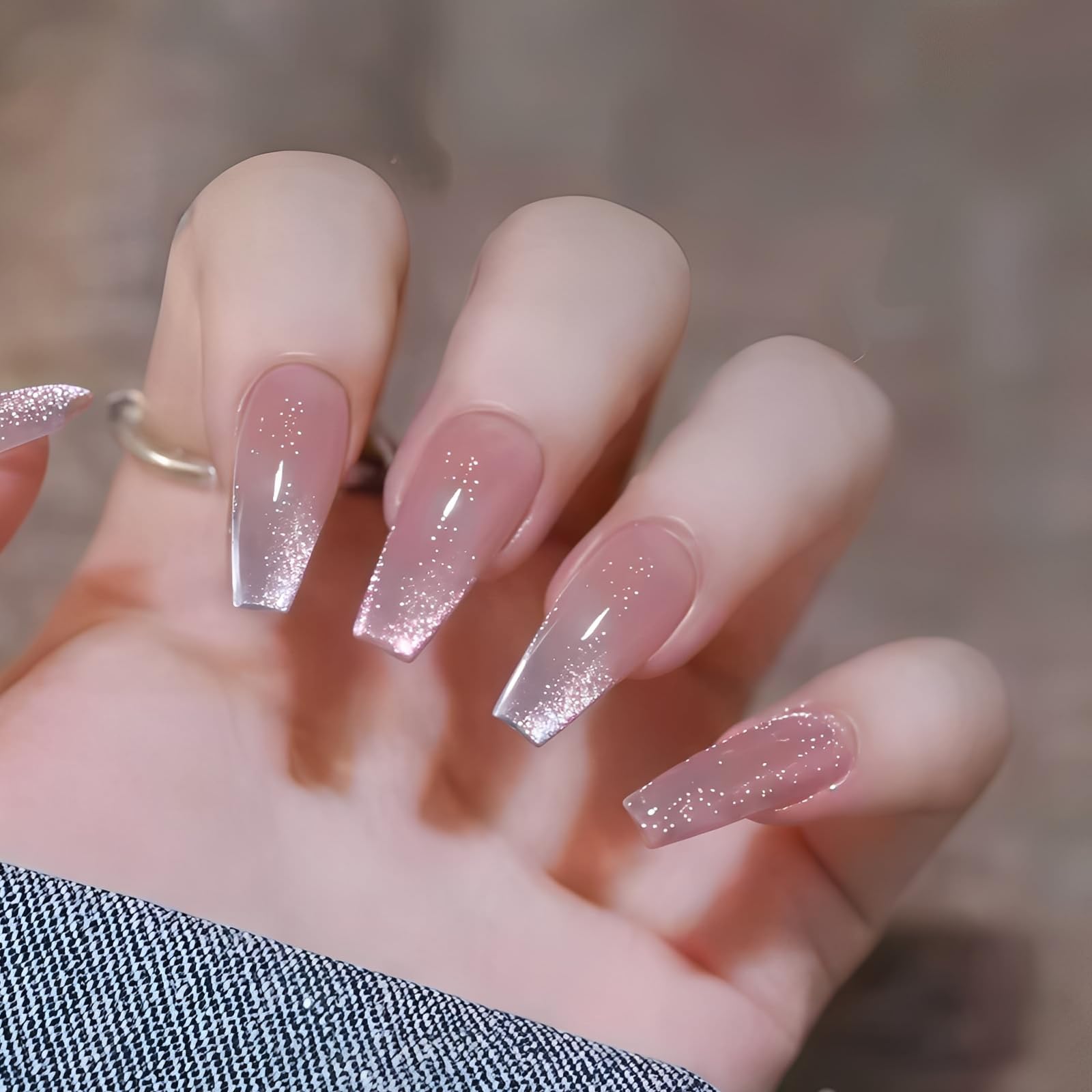 24 Pcs Fake Nails, Press On Nails for Women, Almond Shape Artificial Nails with Nail Glue & File, Easy to Apply Stick On Nails for Special Occasions & Dailys Wear-image-32