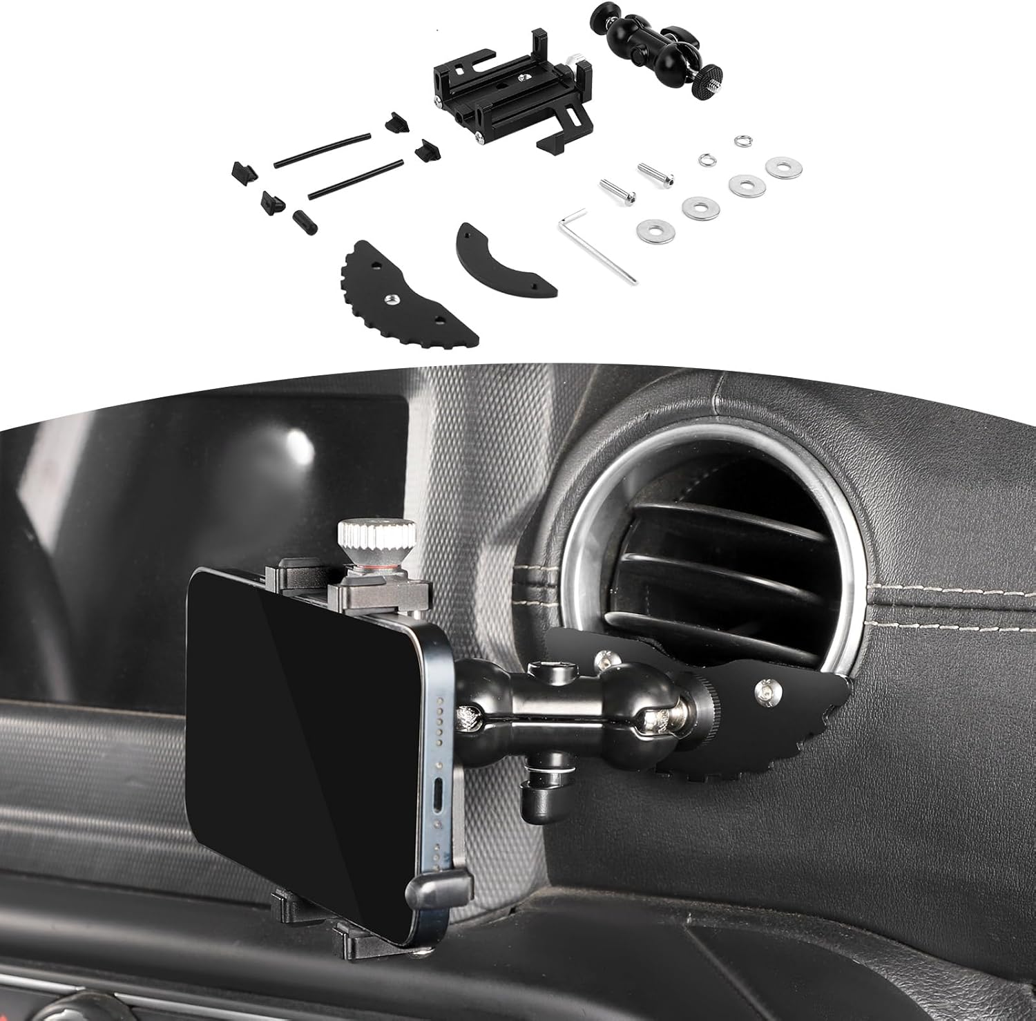 for Jeep JL Dash Vent Phone Holder Mount Compatible with Jeep Wrangler JL JLU 2018 up for Gladiator JT 2020 up Black Interior Accessories