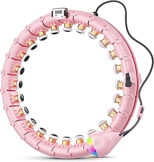 SPMOVE Smart Hula Hoop, Smart Hula Hoop for Adults and Beginners, Hula Hoop with Weight Ball, Hula Hoop for Weight Loss and Fitness, Fitness Hoop with LED Ball and Counter, 24 Pieces, Removable