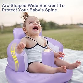 AirSwim Inflatable Baby Chair, Inflatable Baby Seat for Babies 3 Months and Up, Summer Blow Up Chair with Built in Air Pump, Bumbo Seat for Learning to Sit, Palying, Camping, Purple