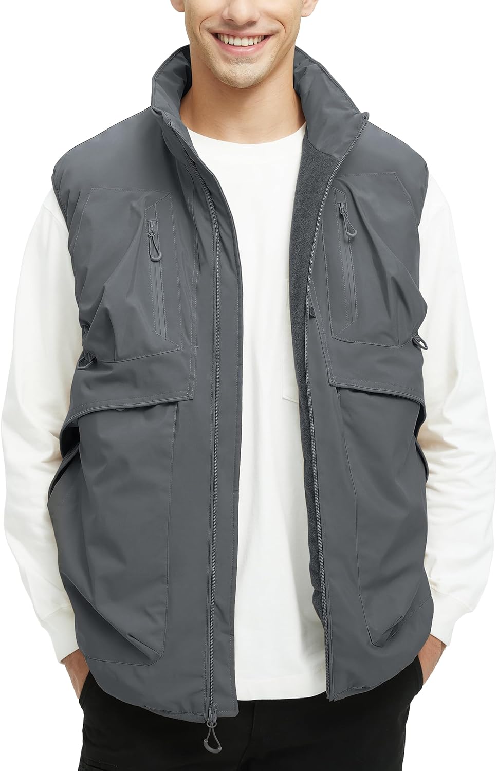 Men's Outerwear Vests Winter Vest Warm Water-Resistant Fleece Lined Mock-Neck Casual Outdoor Sleeveless Jacket - Image 4