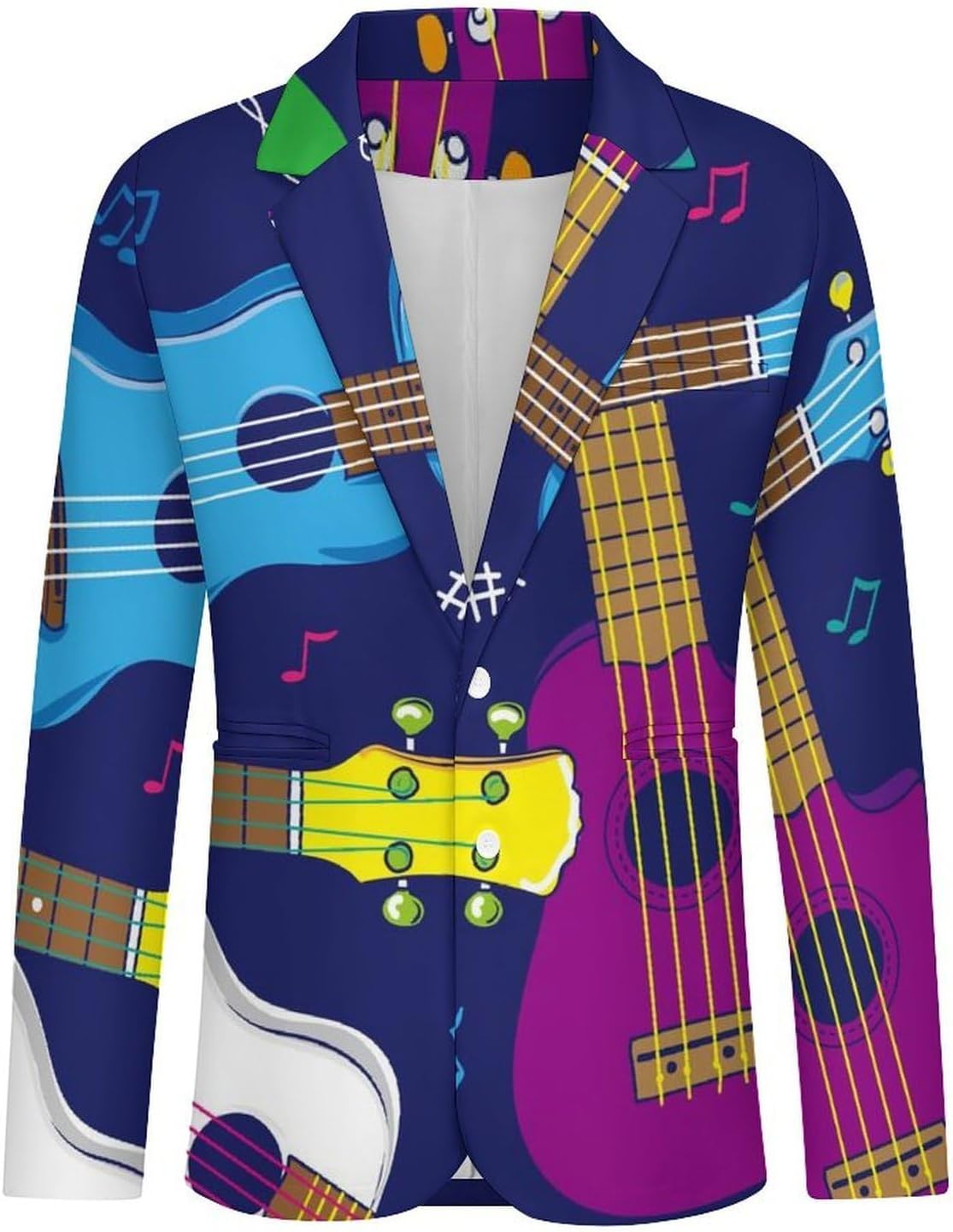 Hawaiian Beginner Ukulele Men's Blazer Casual Suit Jackets Business Button Sport Coats