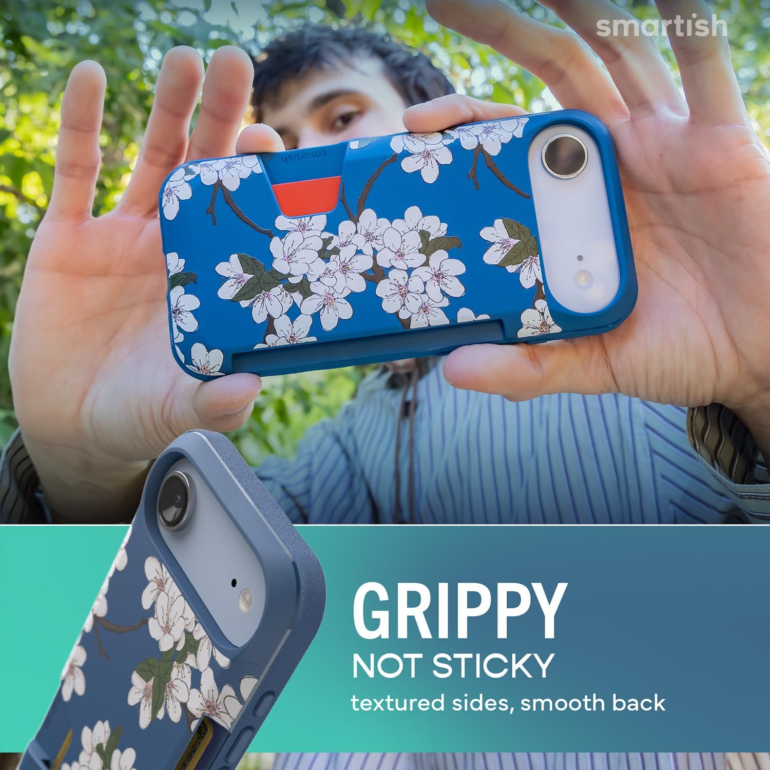 Smartish® iPhone Air Wallet Case - Wallet Slayer Vol. 1 [Slim + Protective] Credit Card Holder - Drop Tested Hidden Credit Card Slot Cover for Apple iPhone Air - Very Cherry Blossom