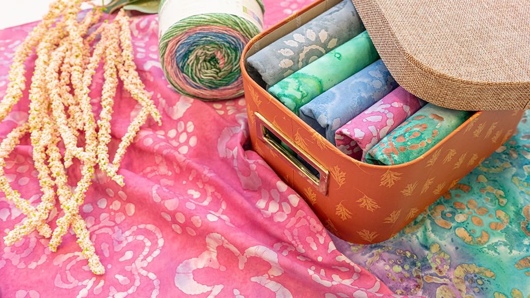Singer 100% Cotton Batik Collection Pink Flower 42 Inches Wide Cut by The Yard
