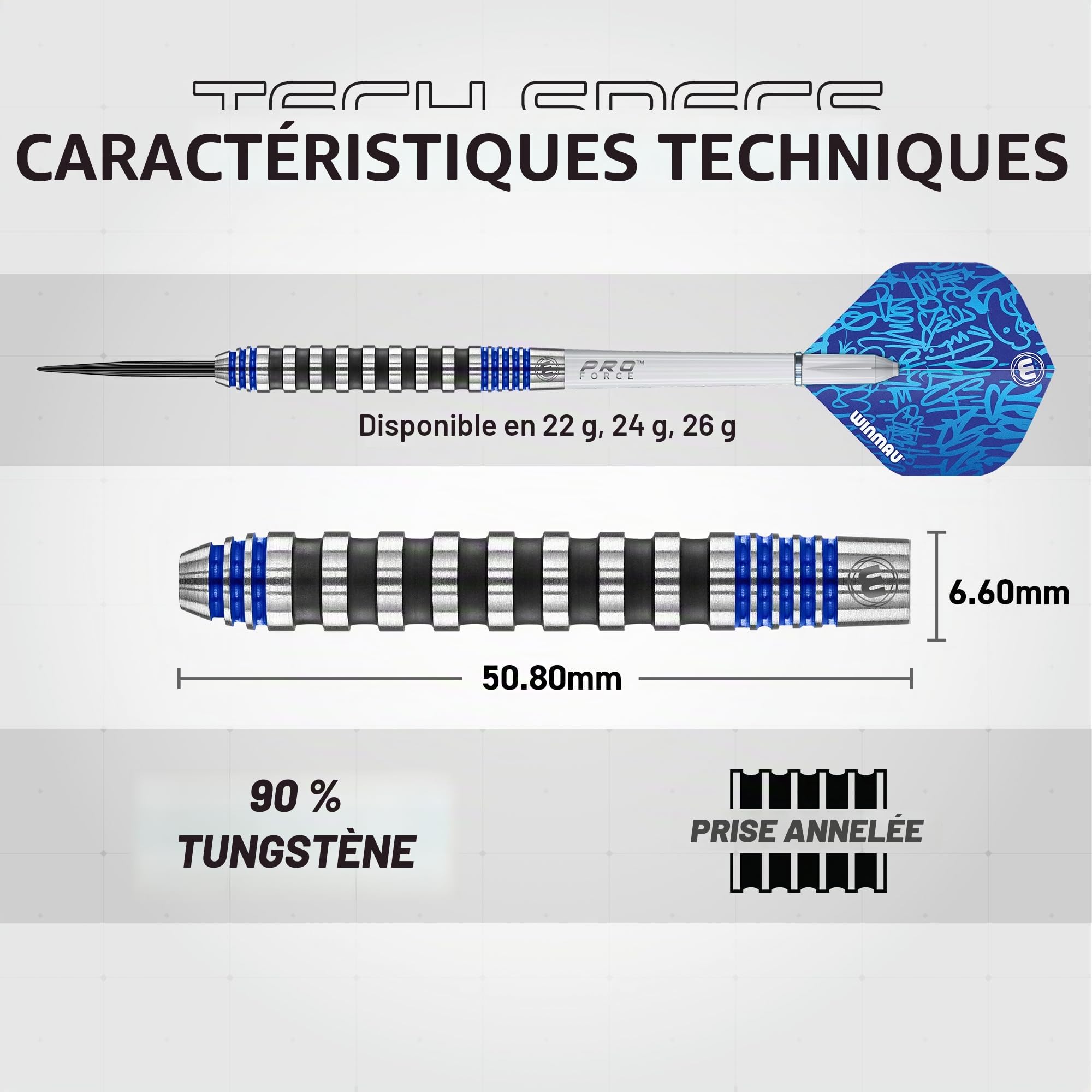 WINMAU Advance 500 Series Professional Tungsten Steeltip Darts Set with Flights and Shafts (Stems)