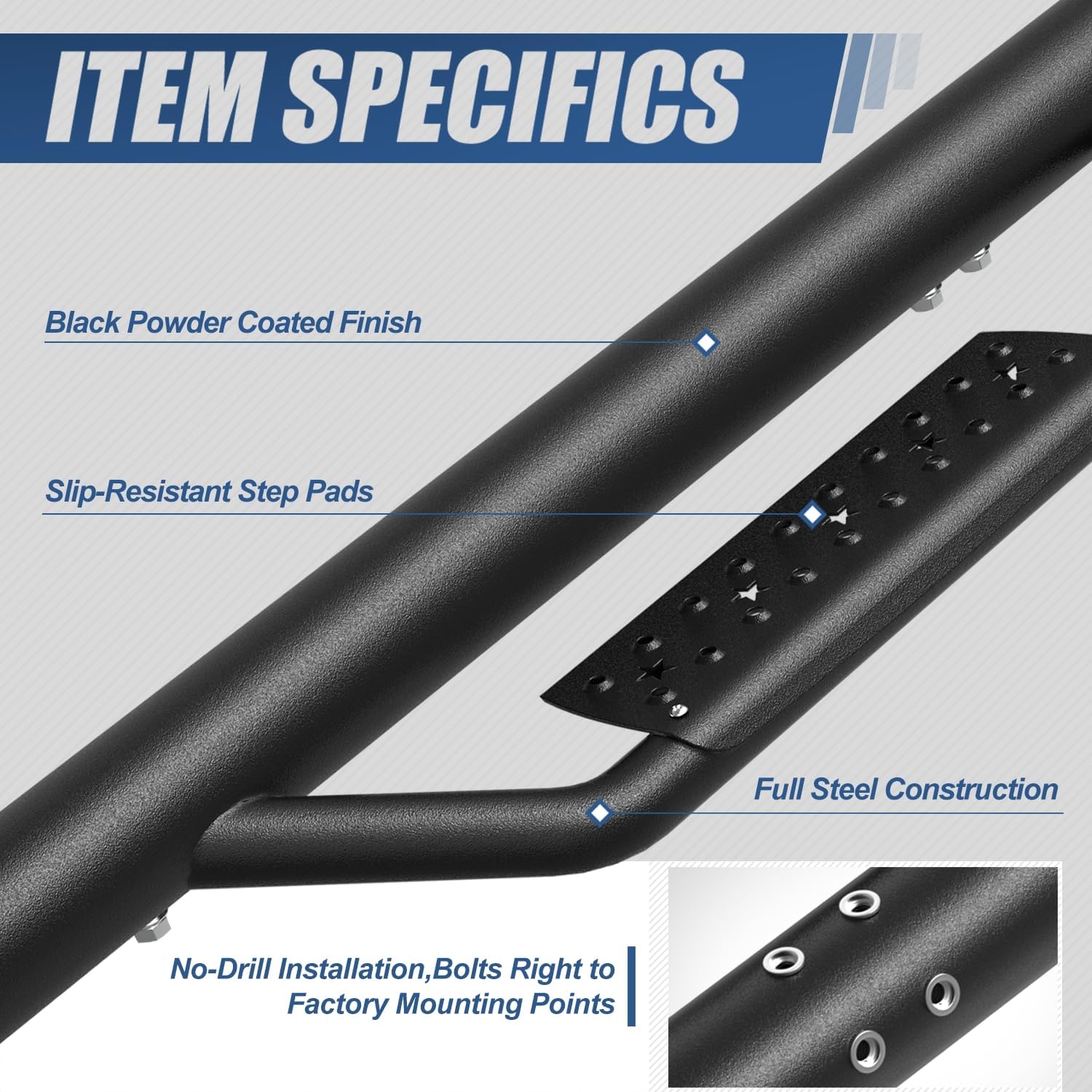 Auto Dynasty Running Boards Compatible with 2007-2019 Chevy Silverado GMC Sierra 1500 2500HD 3500HD Crew Cab, Steel Side Step Rail Nerf Bars, 4" Step Bars, Textured Black