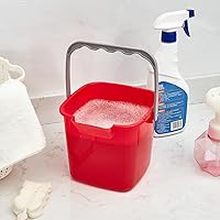 Vista 6 de Irenare 8 cubos desinfectantes de 3 cuartos de galón de limpieza pequeños cuadrados para detergente, boquilla y asa, cubos desinfectantes de Rojo