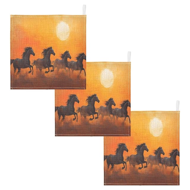 YETTASBIN Wild Horses Muslin Baby Hand Washcloths Soft Cotton Bath Face Towel 4 Layers Extra Absorbent Feeding Burp