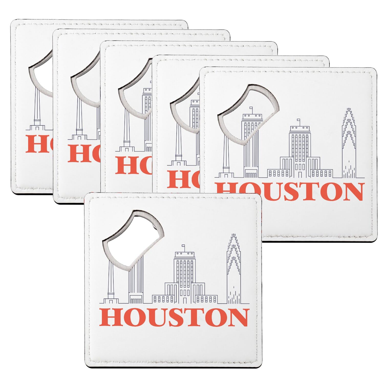 Sous-verre décapsuleur Houston lot de 6 dessous de verre 92x92 mm thématique voyage USA