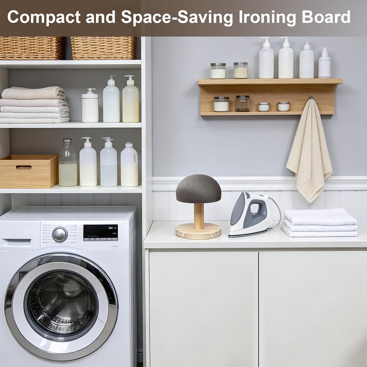 Bra Wooden Ironing Board Mini Iron Padded Sleeve Pillow Board Stool with Round Base for Small Table top Pressing pad ham, Long-7.1 Inch, Gray