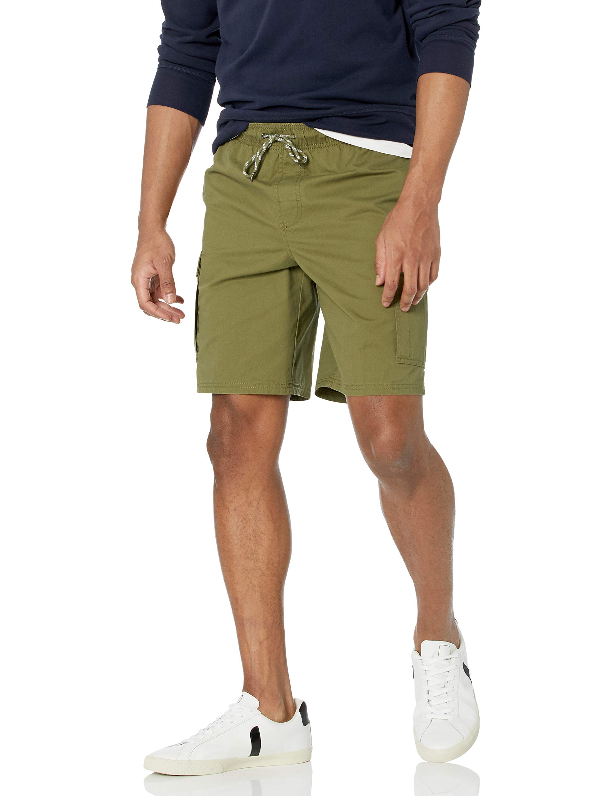 Amazon Essentials Men's 9" Elastic Waist Cargo Shorts, Olive, Large