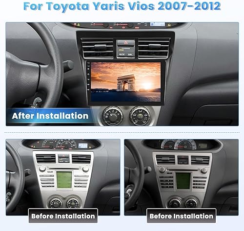 Miniatura 2 de Roinvou Estéreo Android CarPlay 2+64G para Toyota Yaris Vios 2007-2012, CarPlay inalámbrico integrado con Android Auto, pantalla táctil de 9