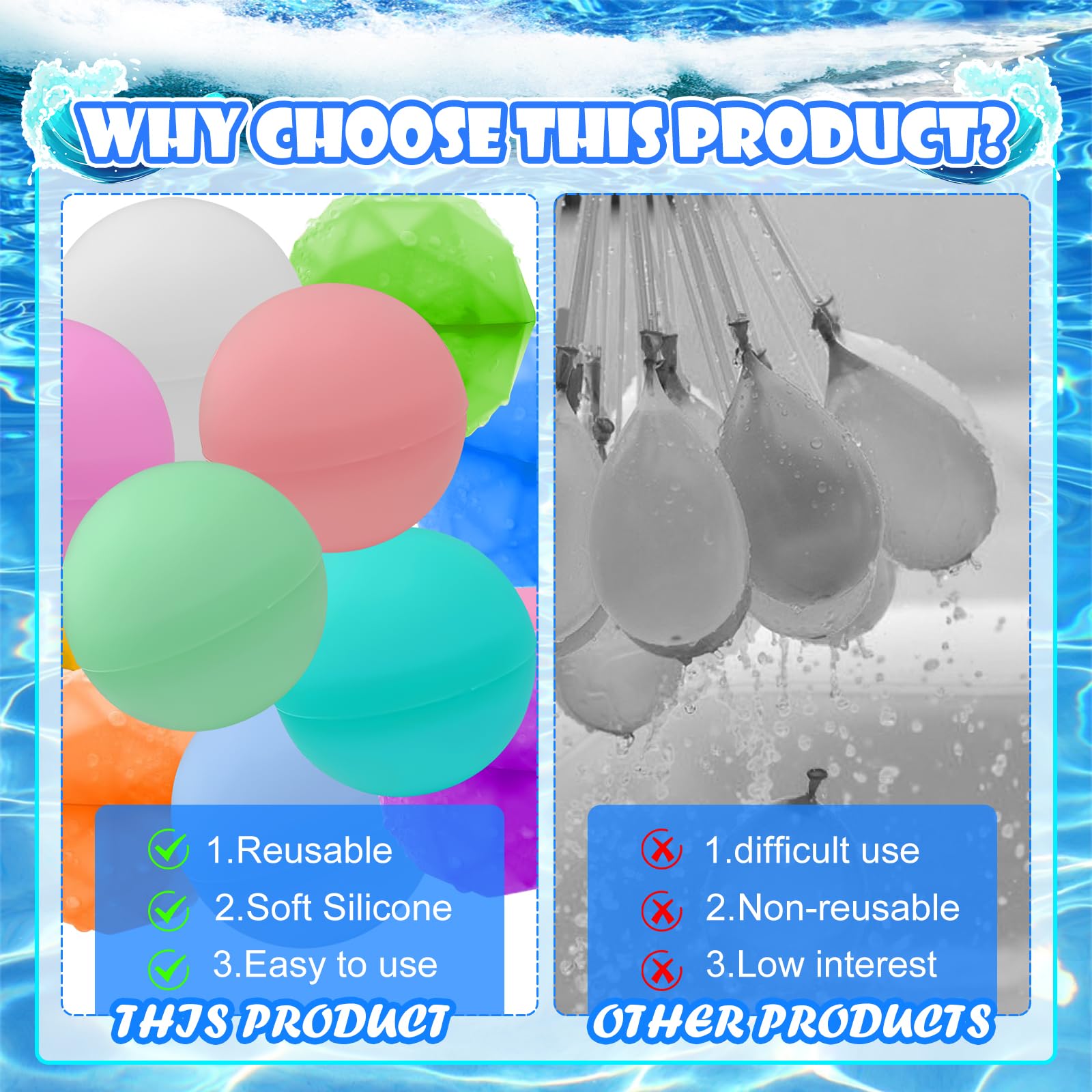 6 Bombe D'Acqua Riutilizzabili In Silicone + Borsa A Rete – Chiusura Magnetica Automatica – Gioco Estivo Per Bambini E Adulti