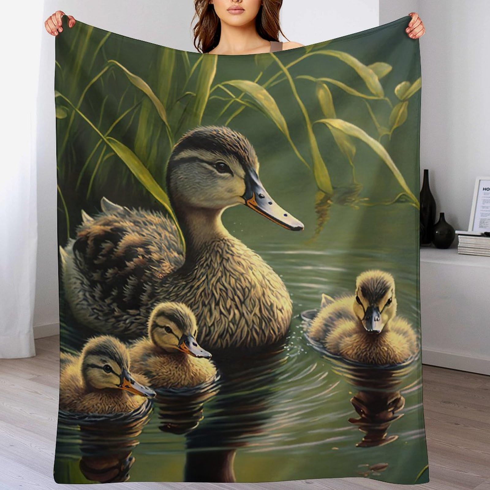 LTTTT Duck Blanket Soft All Season Couch Throw, Cozy Flannel Sofa Bed Microfiber Washable Bed Blankets, 180×200cm