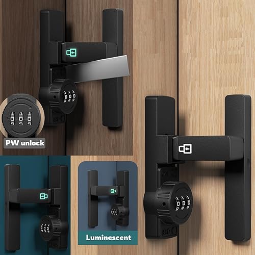 Miniatura 2 de Cerradura de puerta de granero de 90 grados, combinación sin llave, resistente a la intemperie, cerradura de seguridad para uso en interiores y