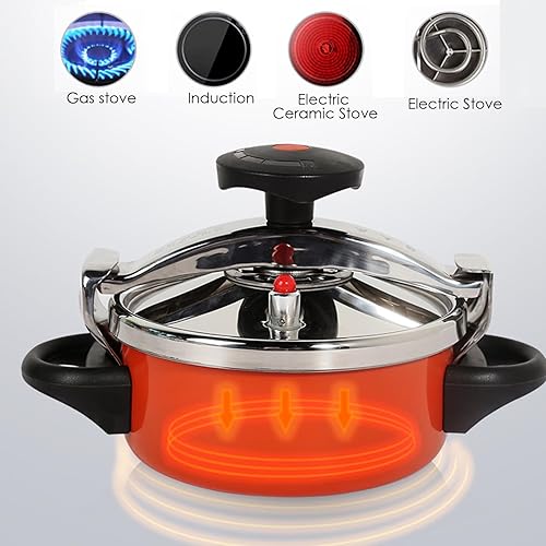 Miniatura 3 de Olla a presión de acero inoxidable, mini olla a presión compatible con inducción de 2 litros2.1 cuartos de galón, fondo doble con dispositivos de